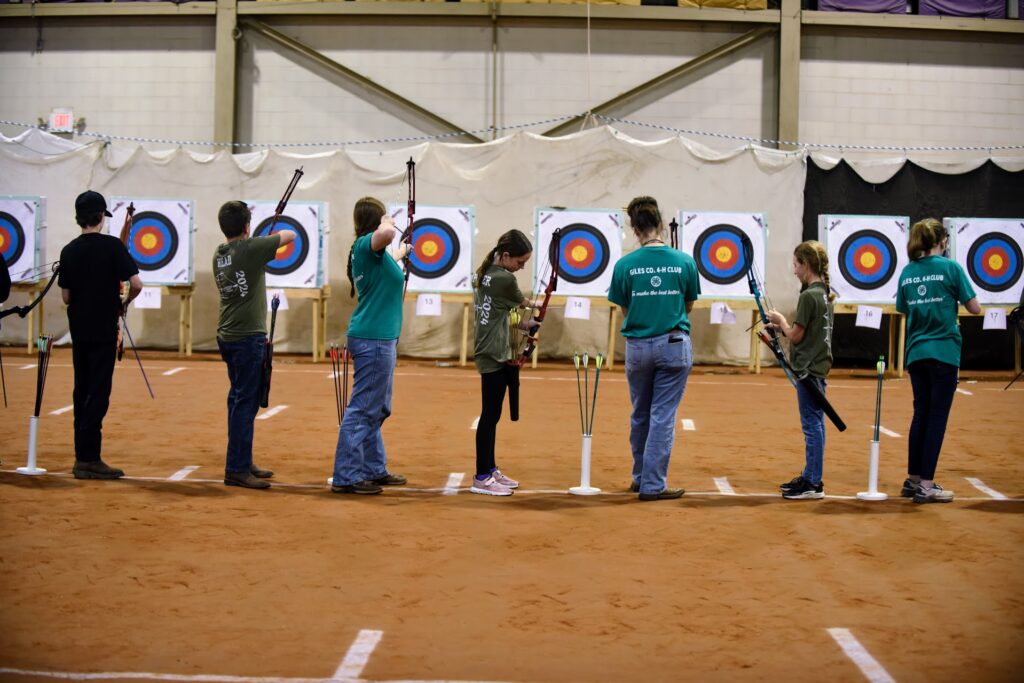 Giles County 4-H Archery team on the range.